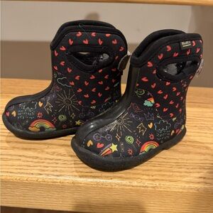 Kids  Boots - Black with Multicolor Patterns